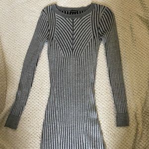 Express Grey Stripped Bodycon Dress
